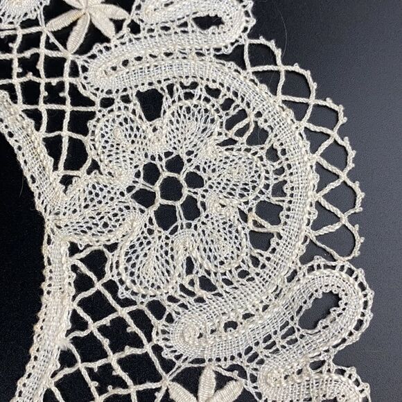Bobbin Lace Russian Vologda Collar Vintage Linen Ivory - Picture 5 of 9